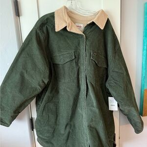 Wrangler Olive Corduroy Jacket with Beige Sherpa Interior
